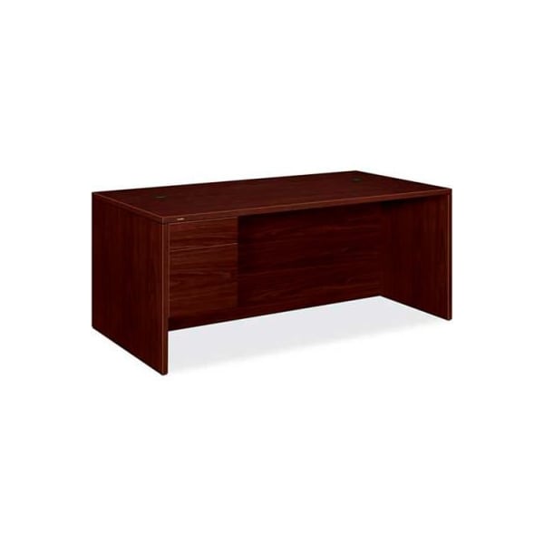 HON Wood Desk - Single Left Pedestal - 72" - Mahogany - 10500 Series